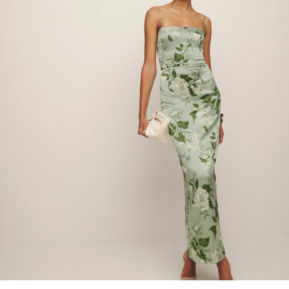 Reformation Sage Green Floral Maxi Dress